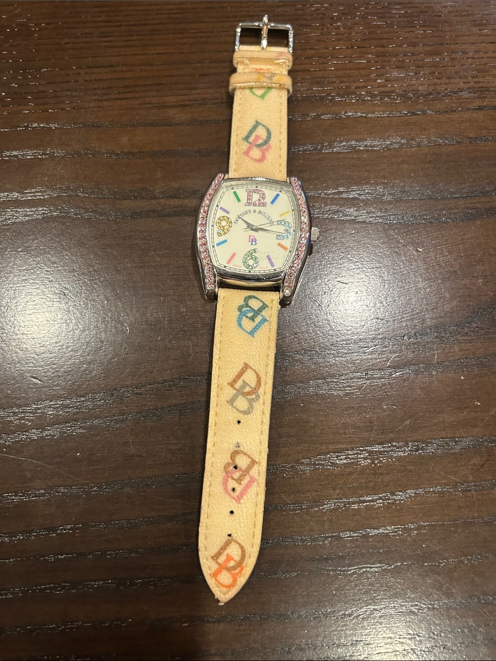 Dooney & Bourke Multicolor Logo Beige Strap Women's Watch